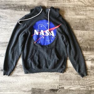 NASA Logo Buzz Aldrin Gray White Dot Hoodie